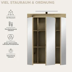 Spiegelschrank Scout Xonox - Evoak Oak - 60x79x18 cm - mit Beleuchtung
