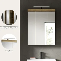 Spiegelschrank Scout Xonox - Evoak Oak - 60x79x18 cm - mit Beleuchtung