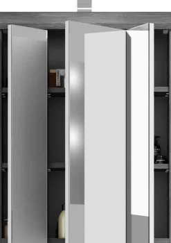 Spiegelschrank Scout Xonox - mit Beleuchtung - 60x79x18 cm - Smoke Silver/Weiß