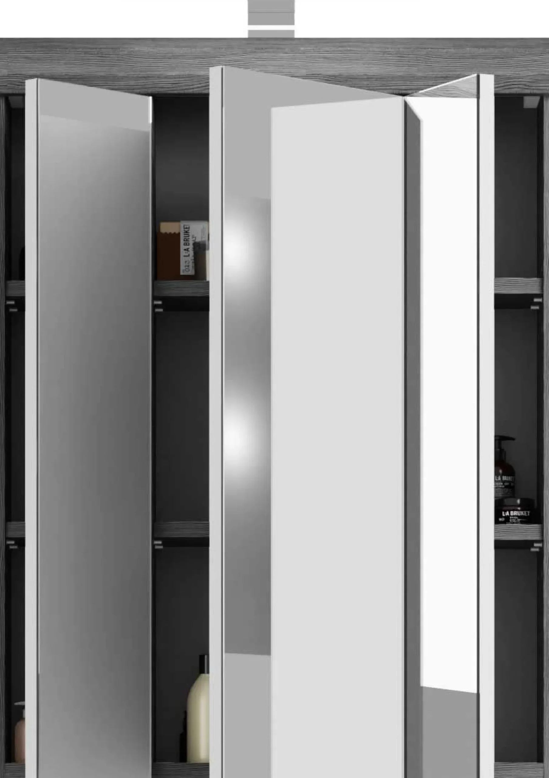 Spiegelschrank Scout Xonox - mit Beleuchtung - 60x79x18 cm - Smoke Silver/Weiß