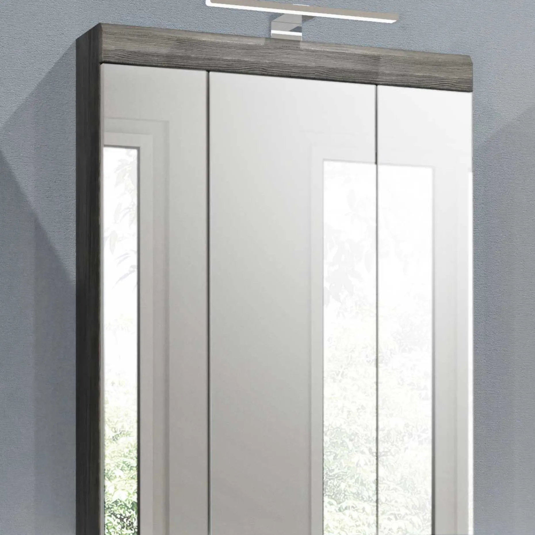 Spiegelschrank Scout Xonox - mit Beleuchtung - 60x79x18 cm - Smoke Silver/Weiß