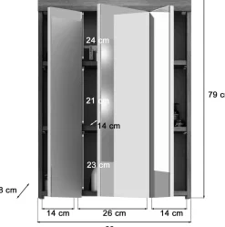 Spiegelschrank Scout Xonox - Rauchsilber/Weiß - 60x79x18 cm