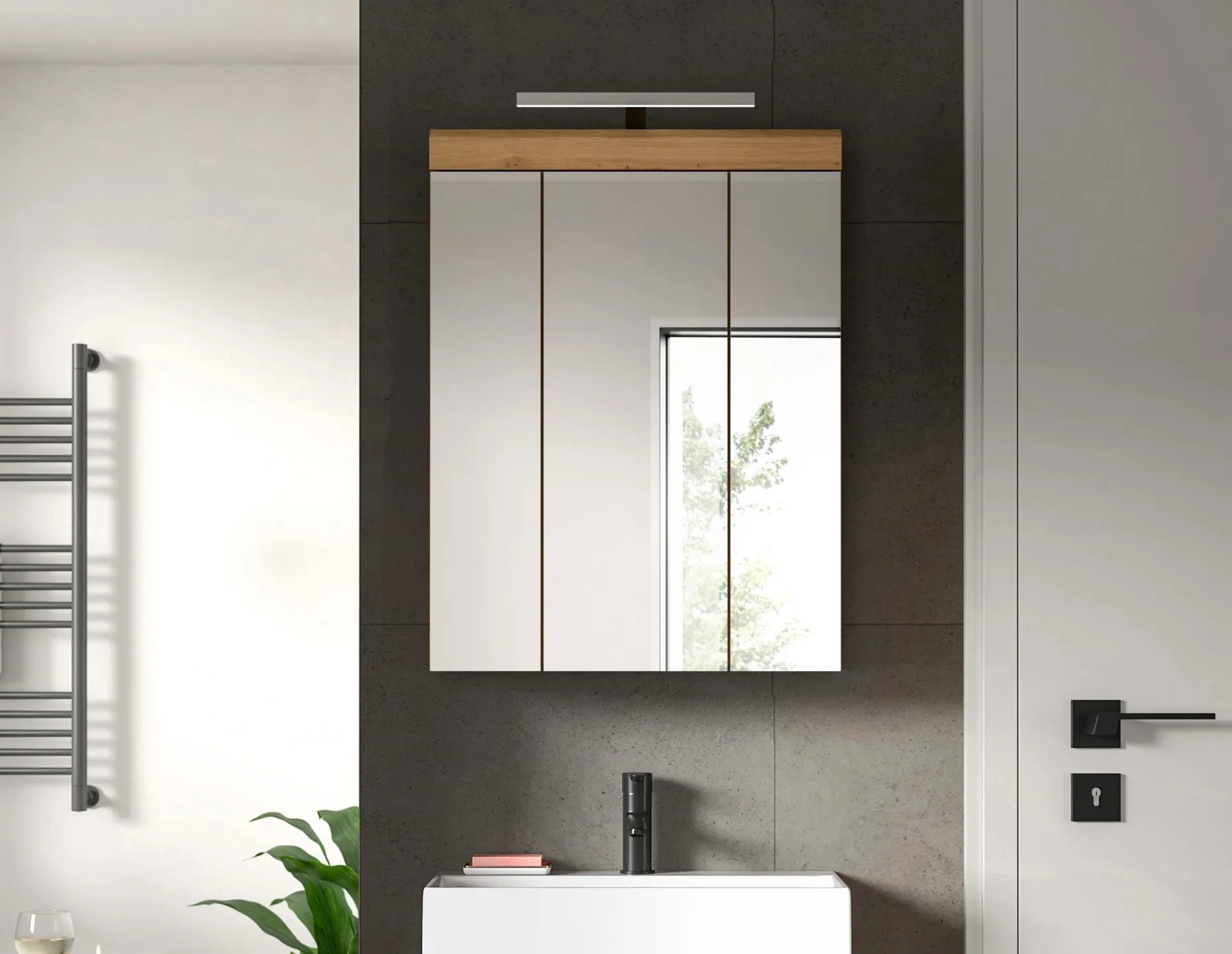 Spiegelschrank Scout Xonox - Sage Grün & Artisan Eiche - 60x79x18 cm
