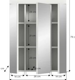 Spiegelschrank Scout Xonox - Weiß Hochglanz - 60x79x18 cm