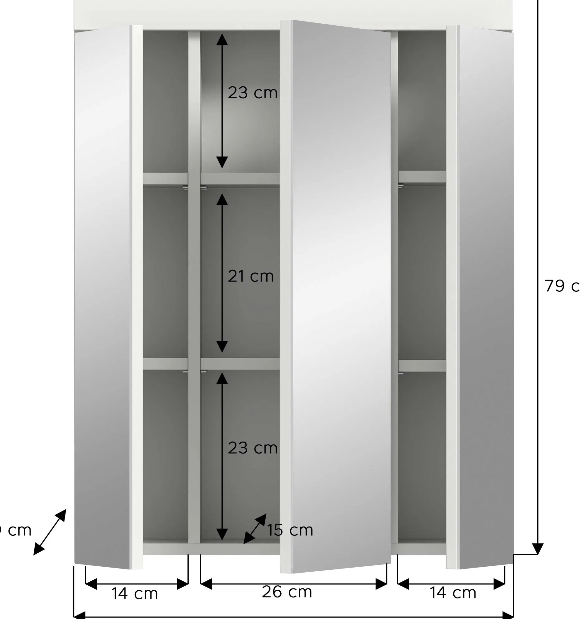 Spiegelschrank Scout Xonox - Weiß Hochglanz - 60x79x18 cm