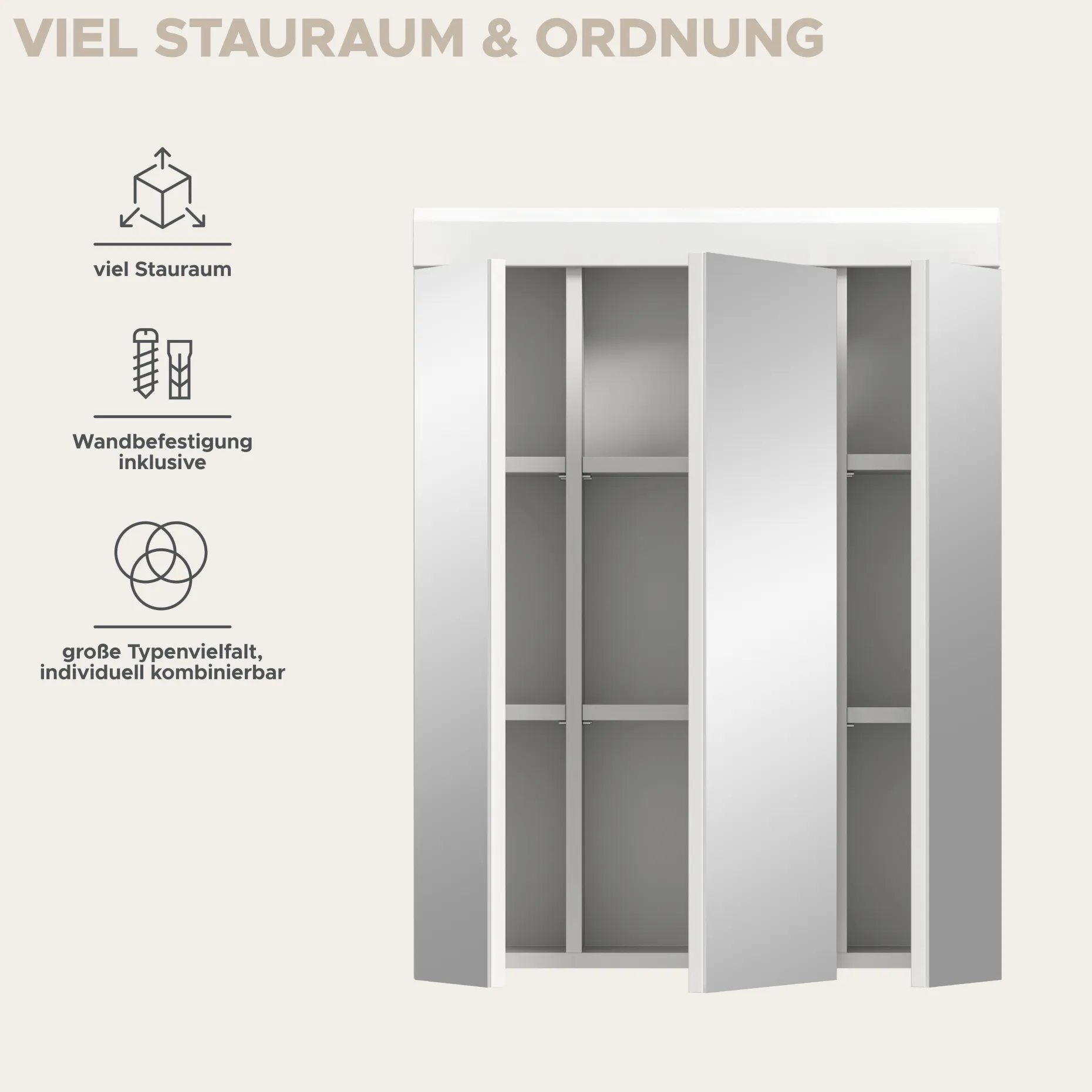 Spiegelschrank Scout Xonox - Weiß Hochglanz - 60x79x18 cm