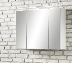 Spiegelschrank Stivan 80cm 3 Türen und LED-Beleuchtung - weiß