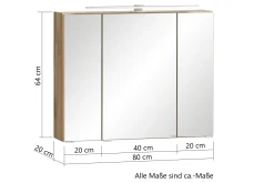 Spiegelschrank Varese | 80 x 20 x 64 cm | Oxid Stone Design