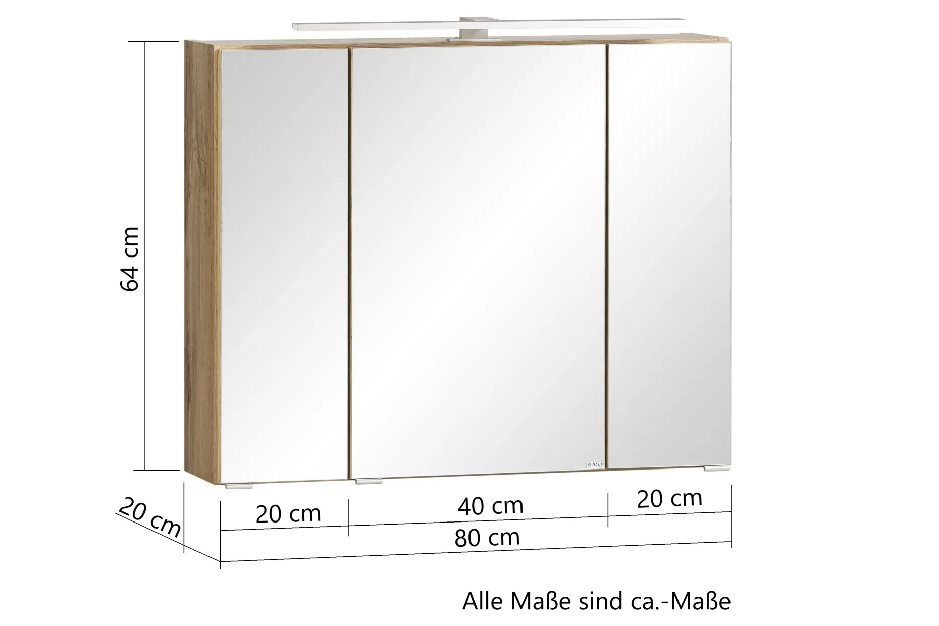 Spiegelschrank Varese | 80 x 20 x 64 cm | Oxid Stone Design