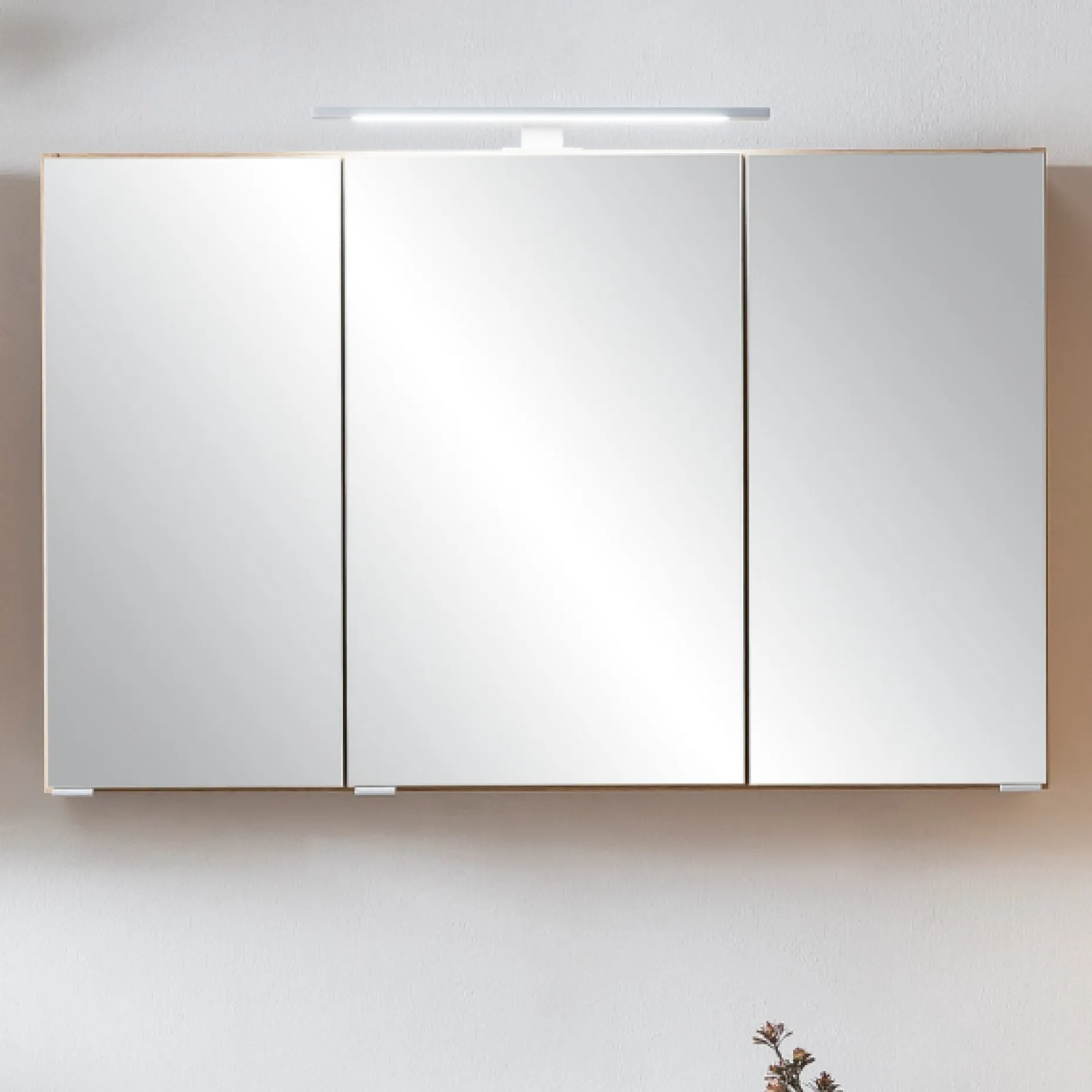 Spiegelschrank Vikas 100cm 3 Türen mit Beleuchtung - Eiche