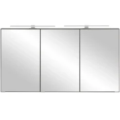 Spiegelschrank Vikas 120cm 3 Türen mit Beleuchtung - Eiche