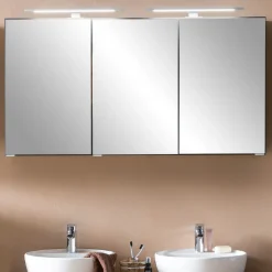 Spiegelschrank Vikas 120cm 3 Türen mit Beleuchtung - Eiche