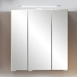 Spiegelschrank Vikas 60cm 3 Türen mit Beleuchtung - Eiche