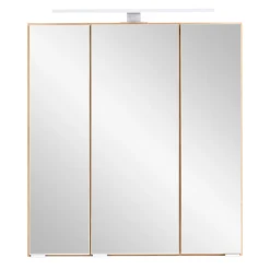 Spiegelschrank Vikas 60cm 3 Türen mit Beleuchtung - Eiche