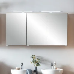 Spiegelschrank Vikas 120cm 3 Türen mit Beleuchtung - Eiche