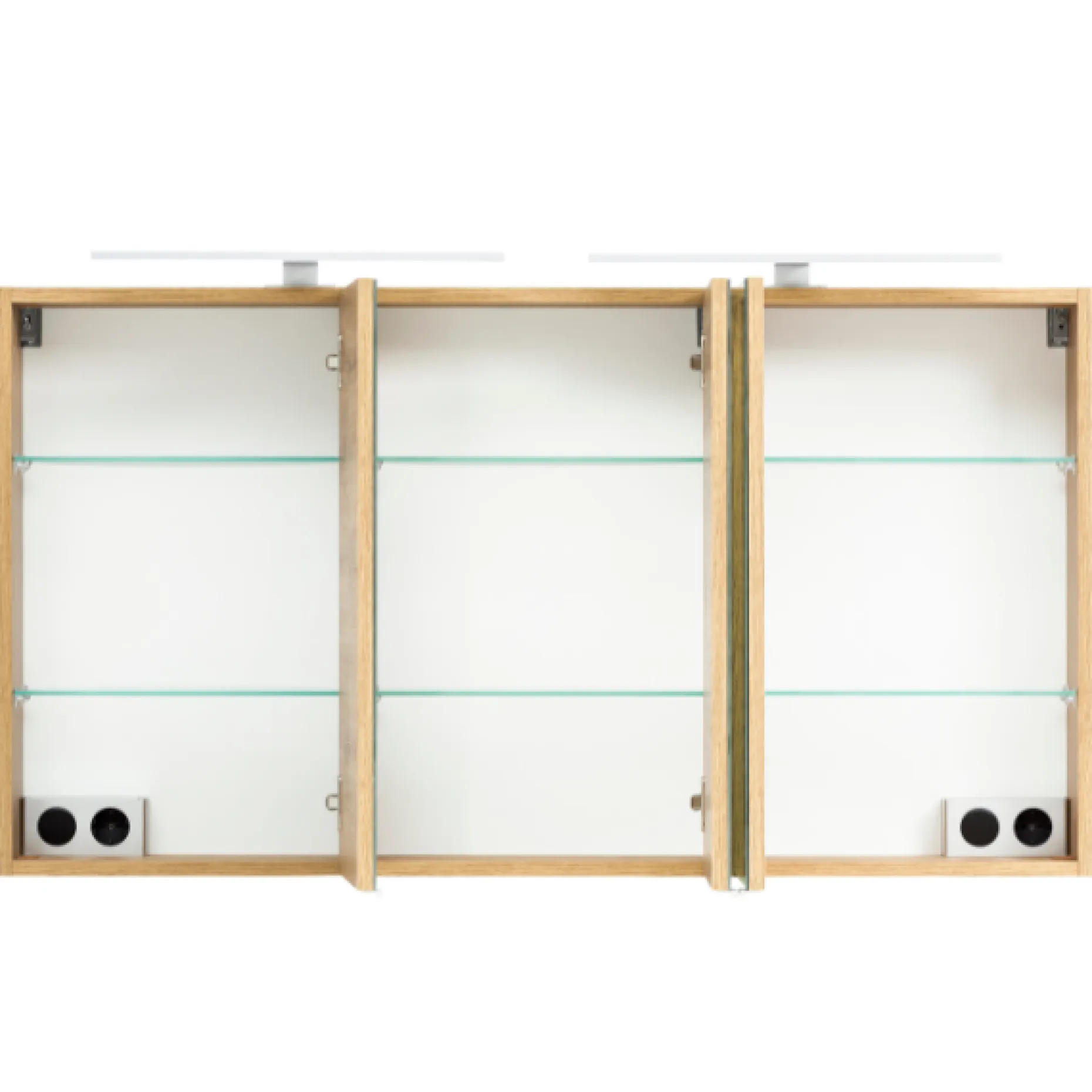 Spiegelschrank Vikas 120cm 3 Türen mit Beleuchtung - Eiche