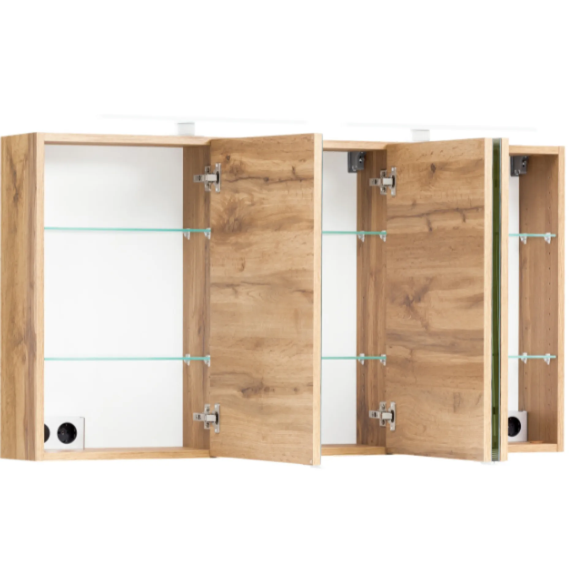 Spiegelschrank Vikas 120cm 3 Türen mit Beleuchtung - Eiche