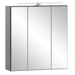 Spiegelschrank Vikas 60cm 3 Türen mit Beleuchtung - anthrazit