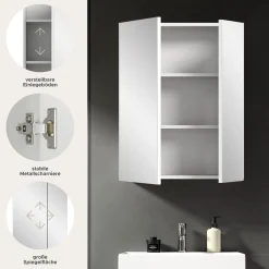 Spiegelschrank Vira Xonox - Melamin Weiß - 60x77x18 cm