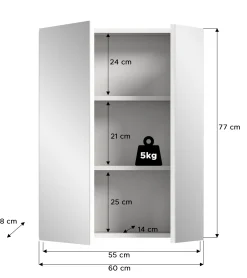 Spiegelschrank Vira Xonox - Melamin Weiß - 60x77x18 cm
