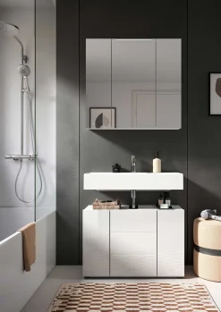 Spiegelschrank Vira Xonox - Weiß Melamin - 82x77x18 cm