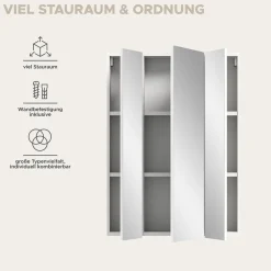 Spiegelschrank Vira Xonox - Weiß Melamin - 82x77x18 cm