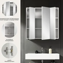 Spiegelschrank Vira Xonox - Weiß Melamin - 82x77x18 cm