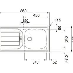 Spülenschrank Sorrella 110cm für Geschirrspüler 1 Tür - Anthrazit/Eiche
