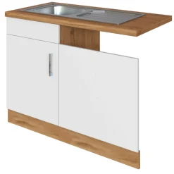Spülenschrank Sorrella 110cm für Geschirrspüler 1 Tür - weiß/Eiche