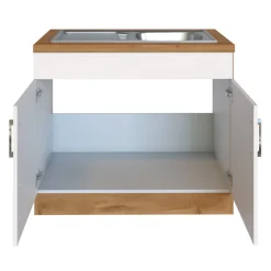 Spülenschrank Sorrella 100cm 2 Türen - weiß/Eiche