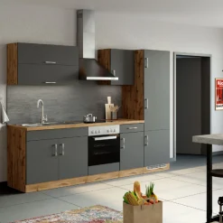 Spülenschrank Sorrella 100cm 2 Türen - Anthrazit/Eiche