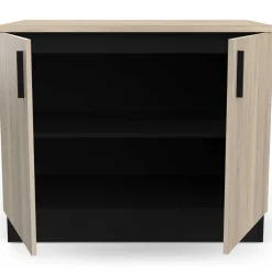 Spülenunterschrank Romanie 100 cm-2 Flügeltüren und 1 Einlegeboden-Kronberg Eiche/Mattschwarz