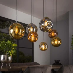 Emob Stallone Hängeleuchte 145 cm-Gold,Kupfer,Chrom Glas