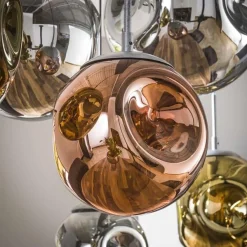 Emob Stallone Hängeleuchte 145 cm-Gold,Kupfer,Chrom Glas