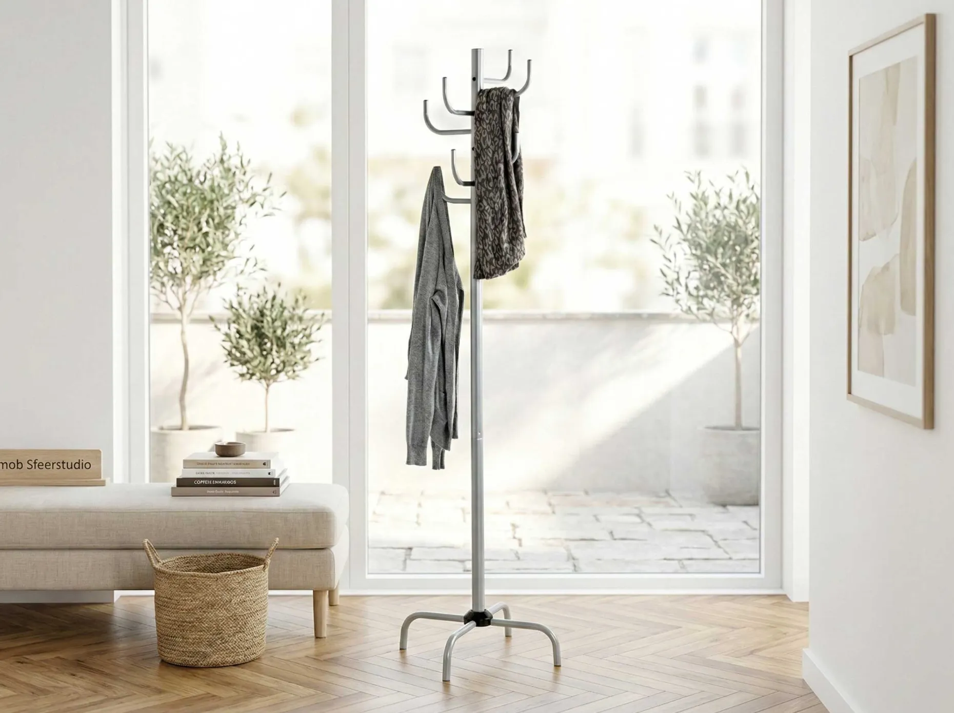 Stehende Garderobe | Ø37 x 180 cm | Farbe Silber