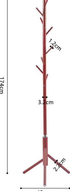 Steh-Garderobe Kassie | Ø48 x 174 cm | Rot / Metall