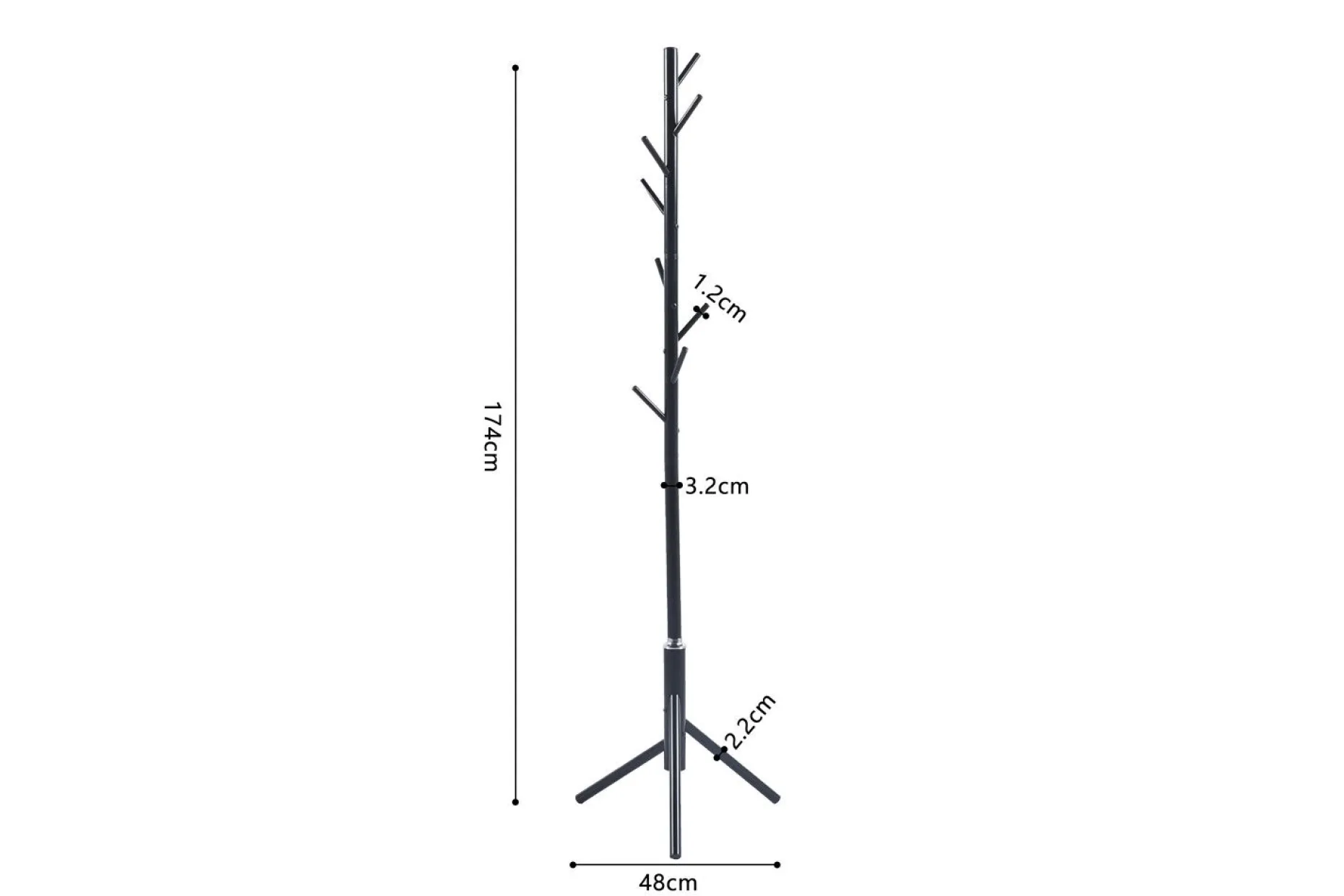 Steh-Garderobe Kassie | Ø48 x 174 cm | Schwarz / Metall