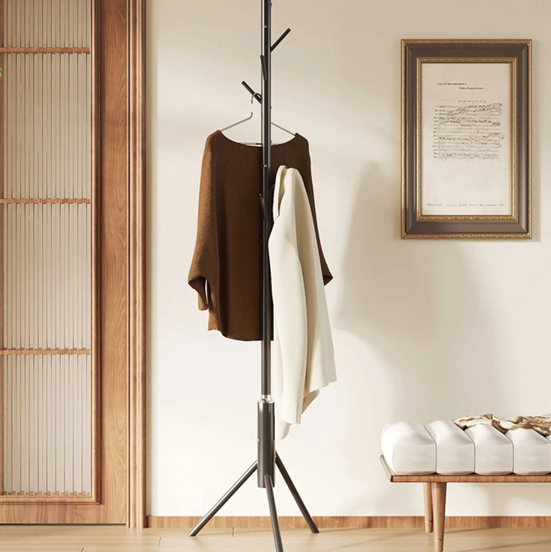 Steh-Garderobe Kassie | Ø48 x 174 cm | Schwarz / Metall