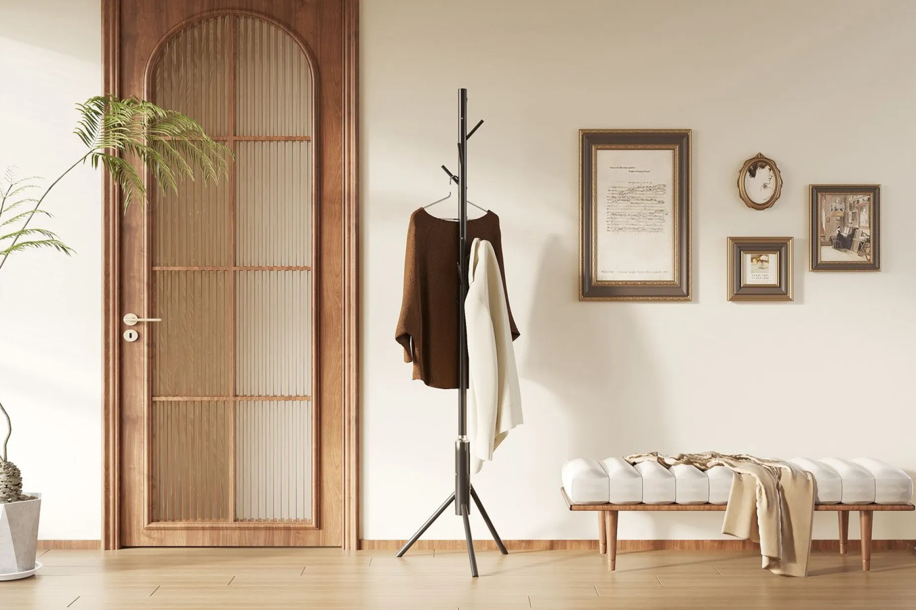 Steh-Garderobe Kassie | Ø48 x 174 cm | Schwarz / Metall