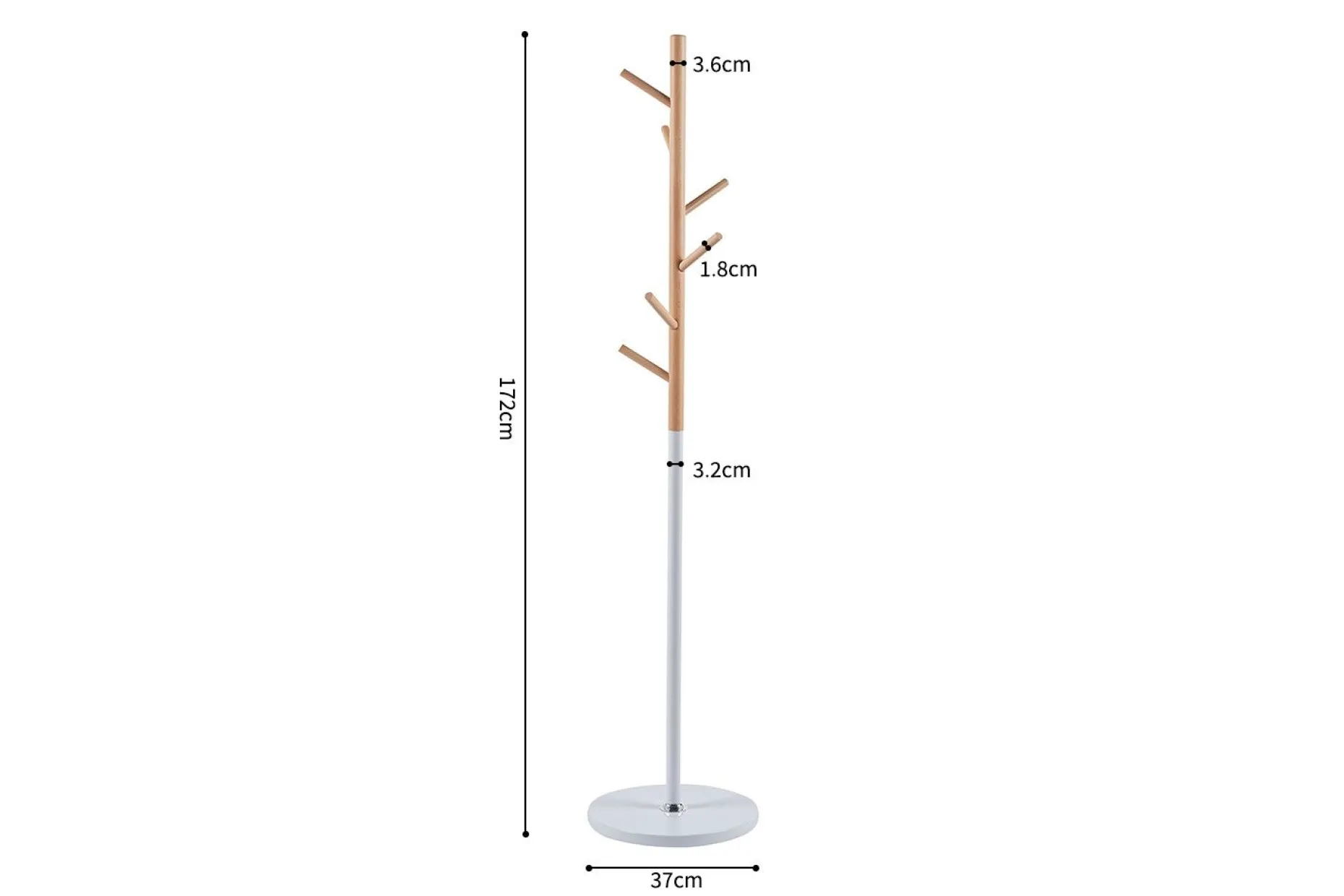 Steh-Garderobe Viola | Ø37 x 172 cm | Buche / Metall