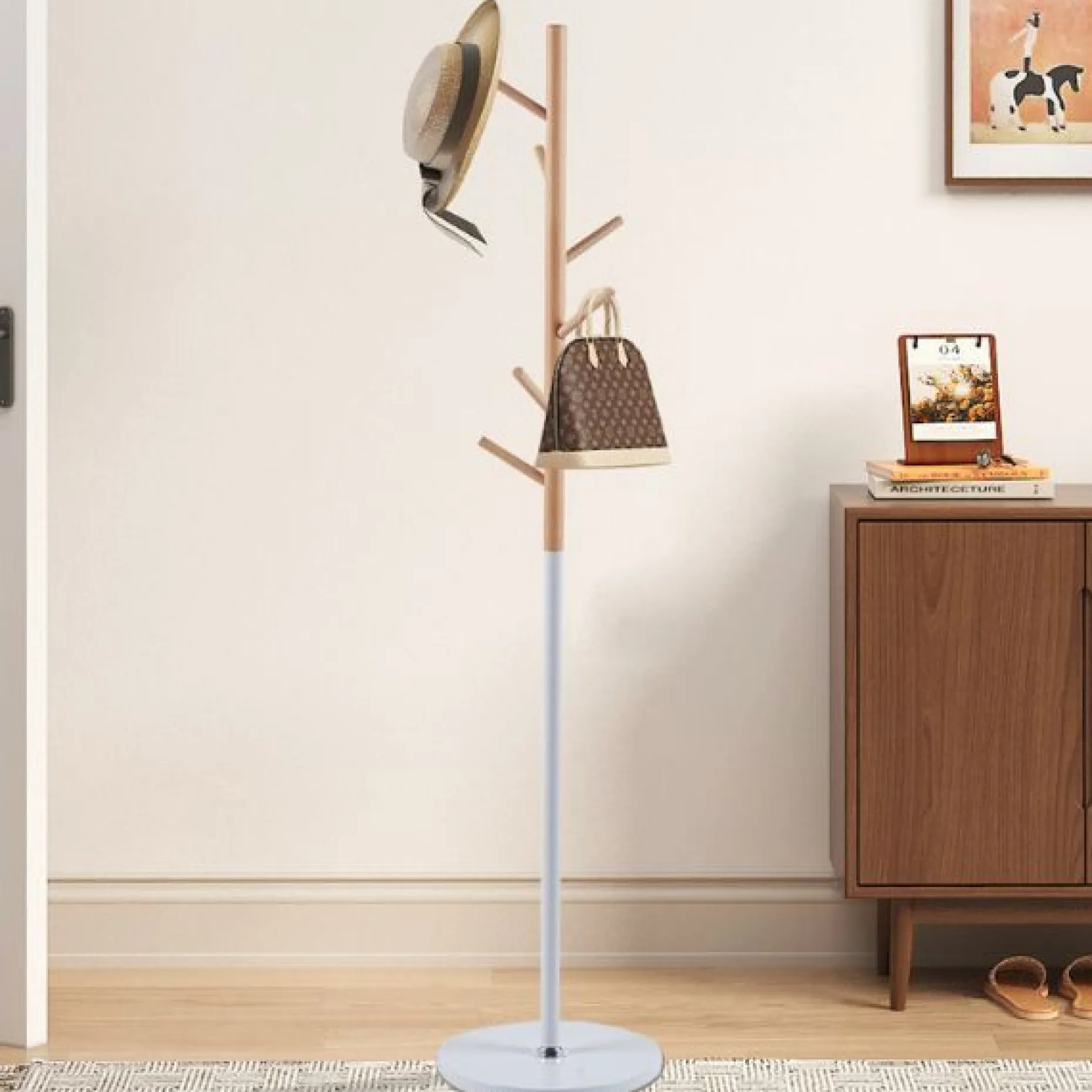 Steh-Garderobe Viola | Ø37 x 172 cm | Buche / Metall