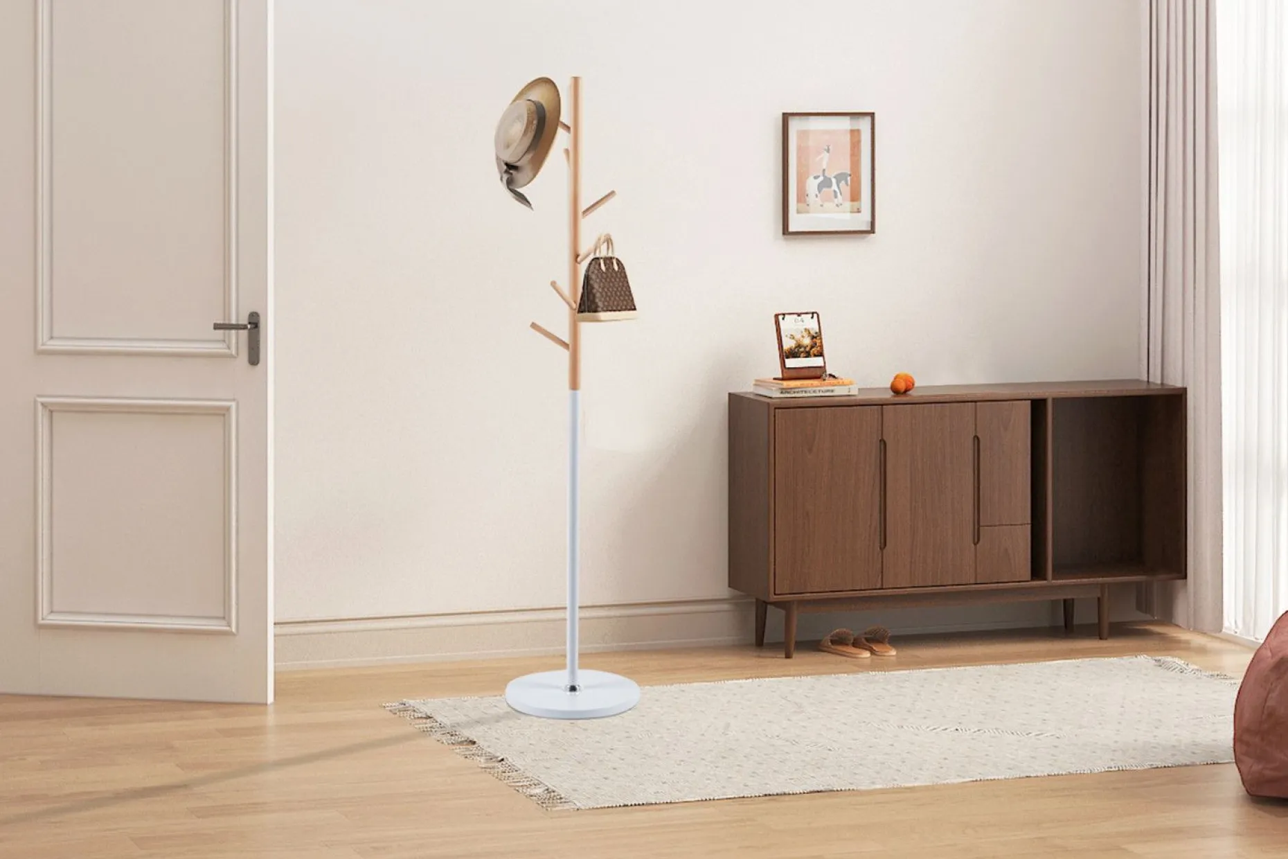 Steh-Garderobe Viola | Ø37 x 172 cm | Buche / Metall