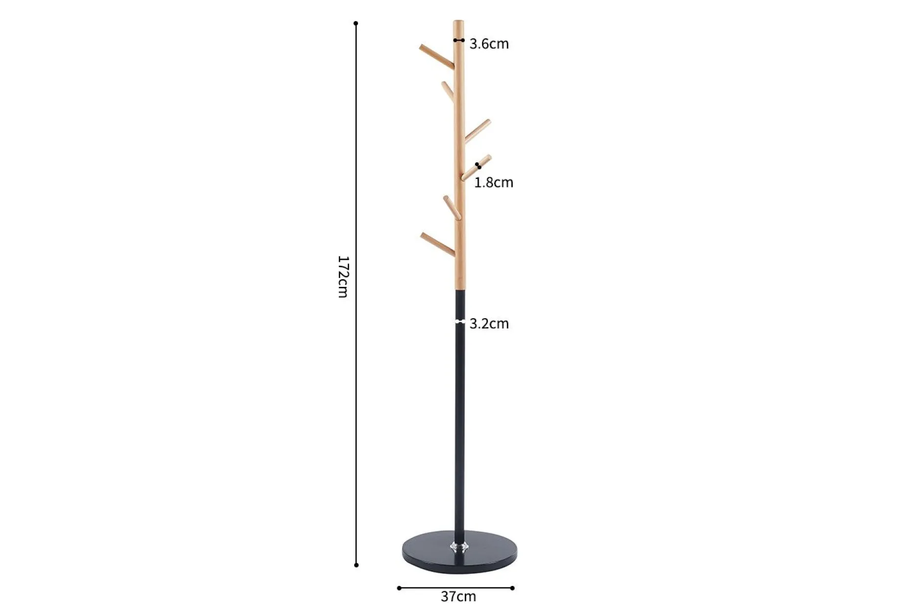 Steh-Garderobe Viola | Ø37 x 172 cm | Buche / Metall