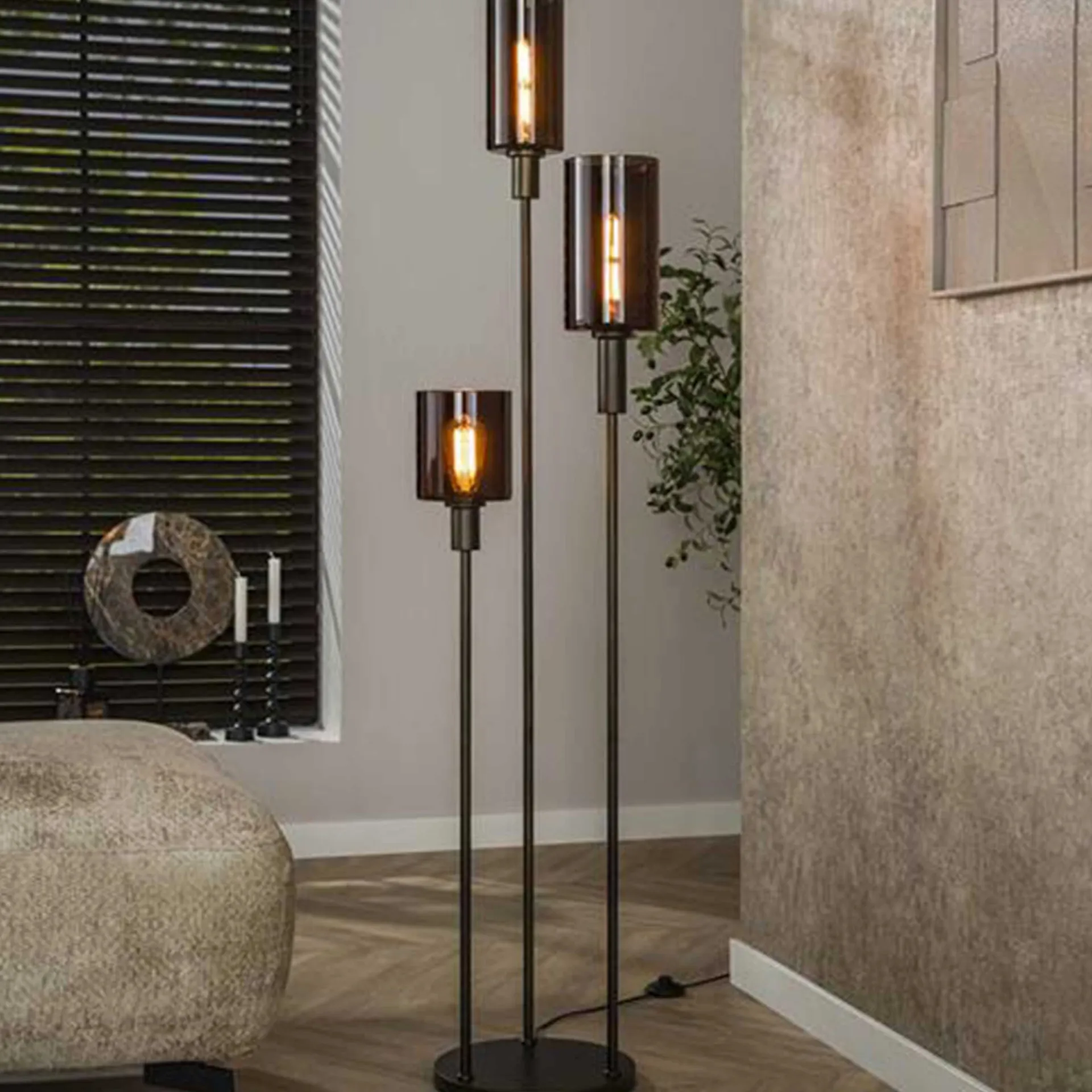 Emob Stehleuchte Sepiora - Ø33x165cm - 3 Lampen - Glas und Metall -