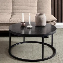 Emob Stilvoller Spiro Couchtisch: e Marmorplatte, 80x40cm