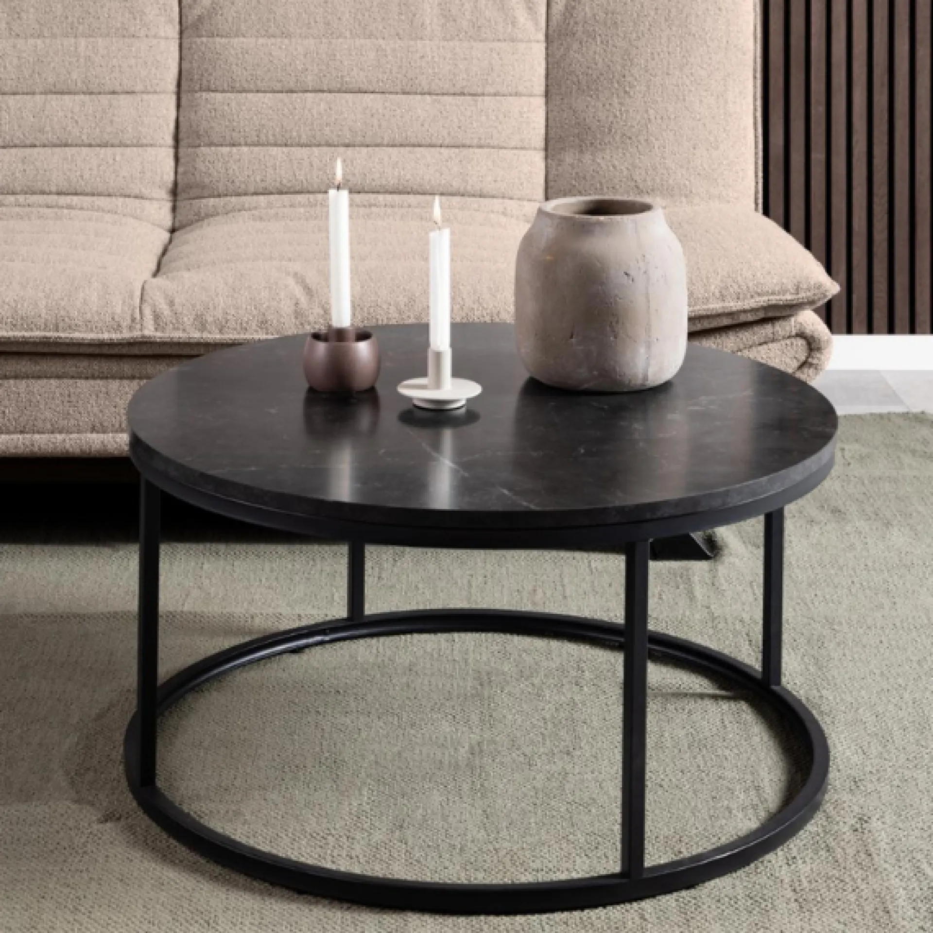 Emob Stilvoller Spiro Couchtisch: e Marmorplatte, 80x40cm