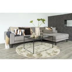 House Nordic Stone Lido Lounge Sofa mit 4 Kissen und schwarzen Holzbeinen