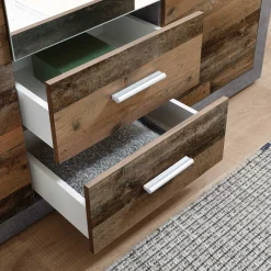 Storck 151cm Kleiderschrank mit 3 Türen und 2 Schubladen und Spiegel - alter Stil/Beton