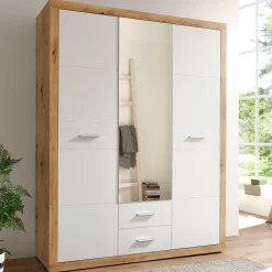 Storck 151cm 3 Türen und 2 Schubladen mit Spiegel - Artisan Eiche/Weiß