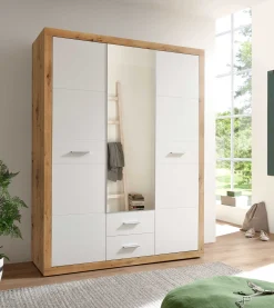 Storck 151cm 3 Türen und 2 Schubladen mit Spiegel - Artisan Eiche/Weiß